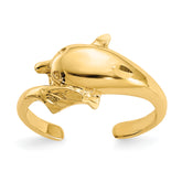 14K Polished and Diamond-cut Dolphin Toe Ring